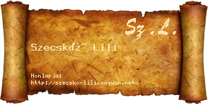 Szecskó Lili névjegykártya